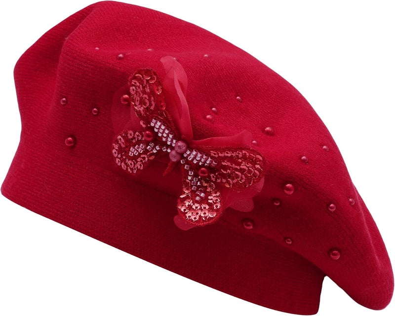 ZLYC Womens French Beret hat, Reversible Solid Color Mosaic Warm Beret Cap for Girls - Image 1